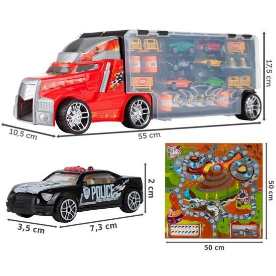 Nákladní auto se 6 autíčky, skluzavkou a podložkou Race Truck