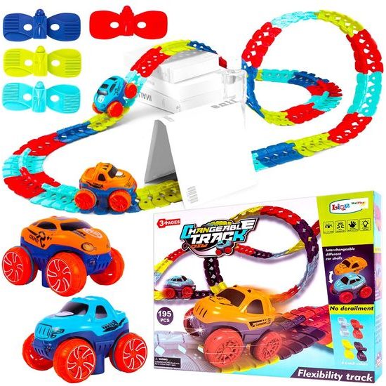 Elastická dráha s autíčkem na baterie 195 dílků Changeable Tracks