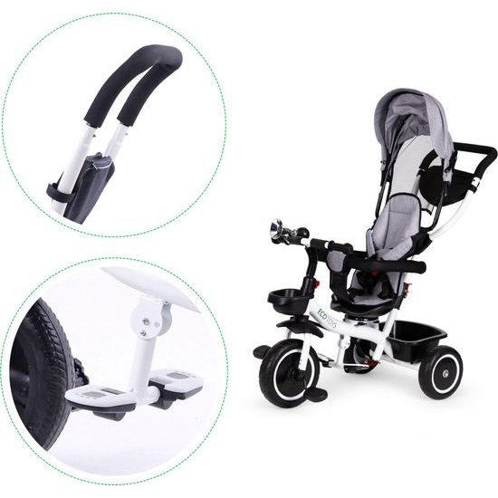 Ecotoys dětská tříkolka s otočným sedadlem S360 šedá