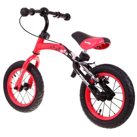 SMONTOVÁNO Dětské odrážedlo 2v1 s nafukovacími koly 12" Boomerang červené