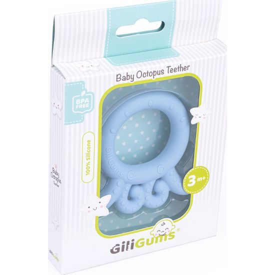 GiliGums Dětské silikonové kousátko Baby Octopus Teether, 3m+, sv. modrá, 1 ks