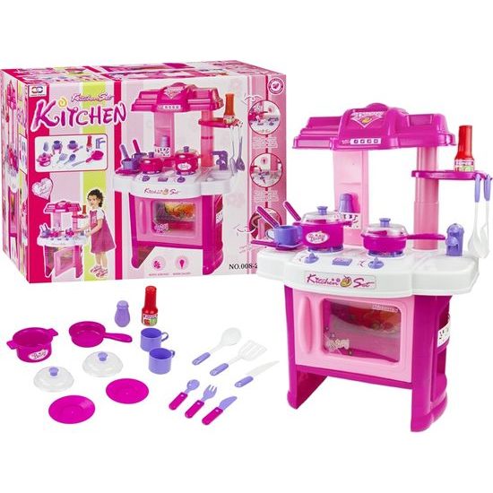 Dětská kuchyňka s příslušenstvím růžová