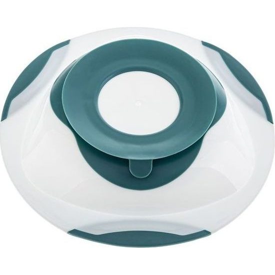 Talířek s přísavkou tyrkysová-bílá