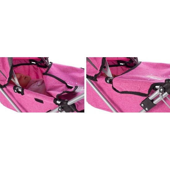 Hluboký kočárek pro panenky Princess růžový