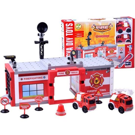 Stavebnice hasičský záchranný sbor hasiči a zbrojnice 59 ks