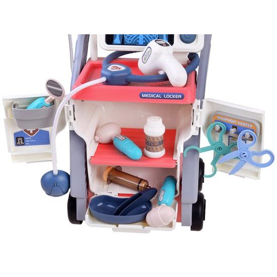 Dětský lékařský vozík Medical Cart se zvukem a příslušenstvím - růžový