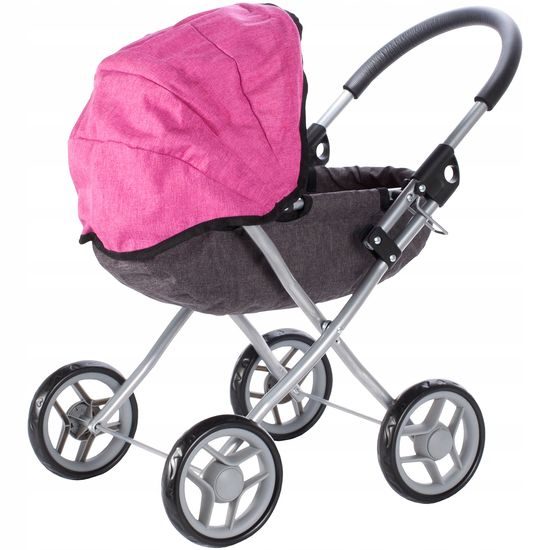 Kočárek pro panenky Princess šedo-růžový