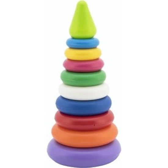 Skládanka pyramida s kroužky - mix 2 barvy