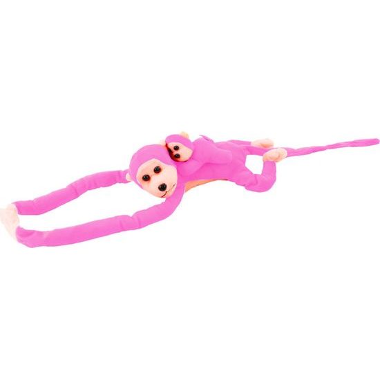 Plyšová opice s miminkem růžová 90 cm