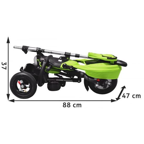 Majlo Toys dětská tříkolka Discovery 380 nafukovacími koly zelená