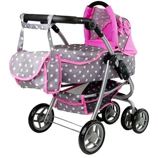 Alice kombinovaný kočárek pro panenky 3v1 - 9662M šedo-růžový