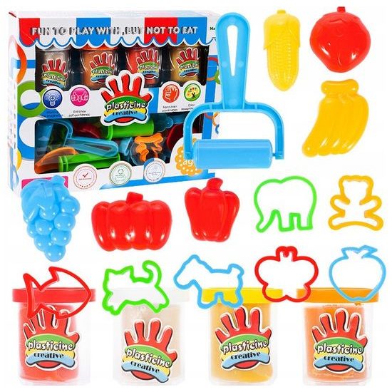 Modelovací plastelína pro děti s 16 formičkami 4 barvy Creative Doh