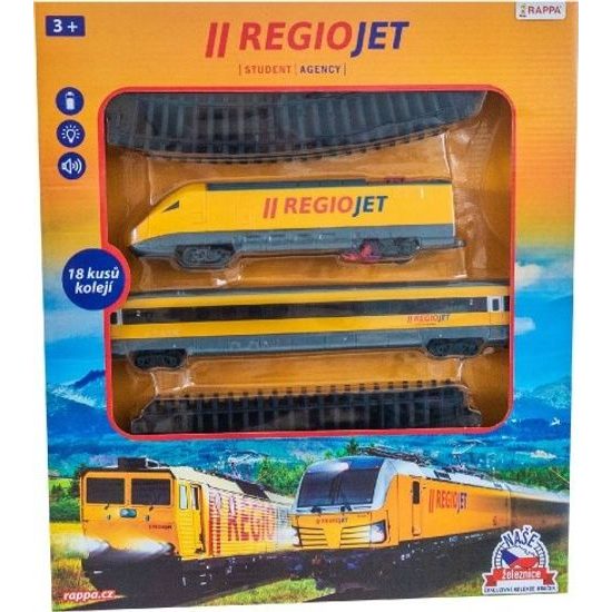 Vlak žlutý RegioJet s kolejnicemi 18ks - se zvukem a světlem