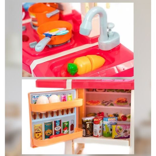 Velká dětská kuchyňka s tekoucí vodou, zvuky a světly Simulation Kitchen - růžová