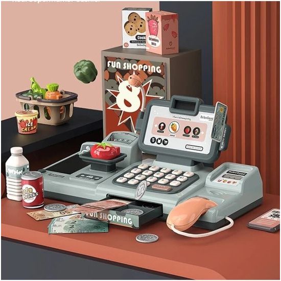 Dětská elektronická pokladna s váhou a pohyblivým pásem Fun Shopping