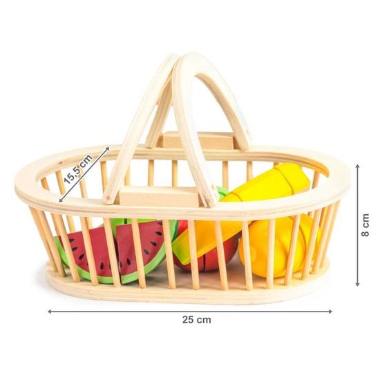 Ecotoys sada dřevěné ovoce v košíku