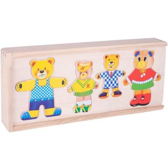 Dřevěná ukládačka s medvídky Bear Dresses
