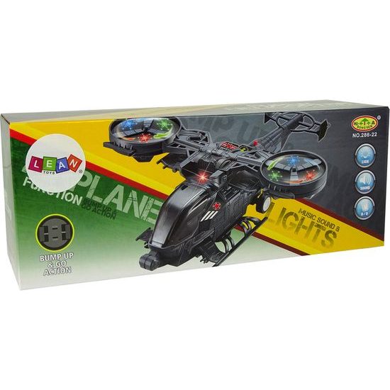 Vojenský vrtulník svítící se zvukem