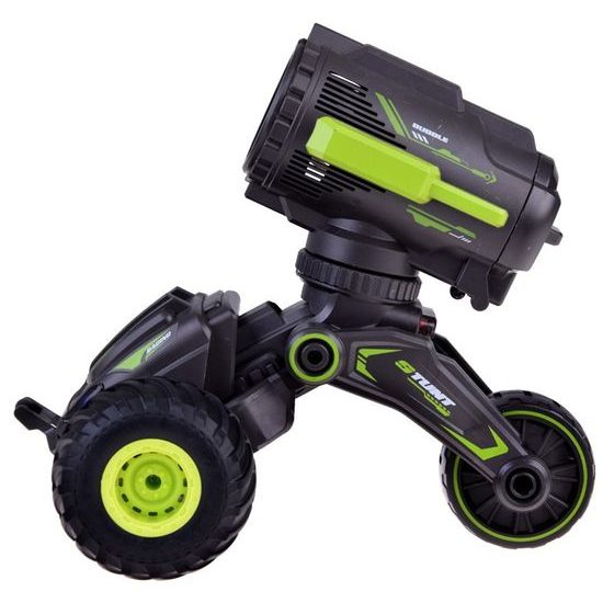 Kaskadérské autíčko na dálkové ovládání s bublifukem Stunt Car - černozelené