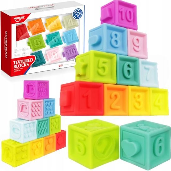 Haunger senzorické kostky pro nejmenší Textured Blocks 10 kusů