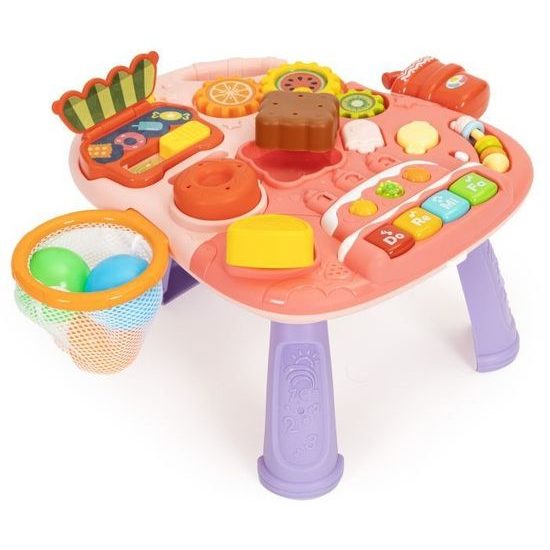 Haunger chodítko 2v1 s hracím stolečkem a košíkovou Active Table - růžové