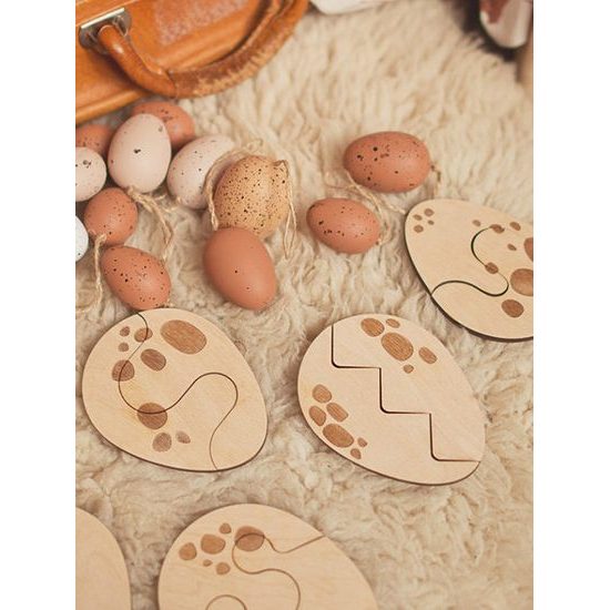 Vajcia - edukatívne drevené puzzle - ČESKÁ VERZIA