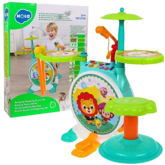 Huile Toys bicí nástroje se zvuky a světlem pro nejmenší Drum Set