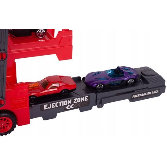 Odtahové auto s 8 autíčky a skluzavkou Heavy Truck červené