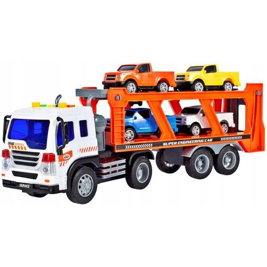 Nákladní auto se 4 autíčky světly a zvuky City Service 1:16