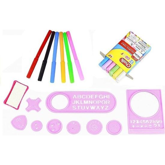 Oboustranná tabule 2v1+fixy - růžová