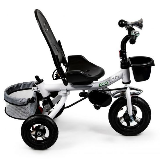 Ecotoys dětská tříkolka s otočným sedadlem a nafukovacími koly Rotage šedá