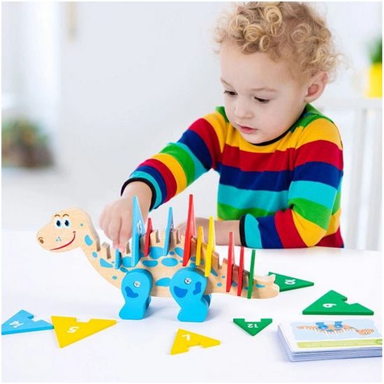 Dřevěná ukládačka pro děti Dinosaurus