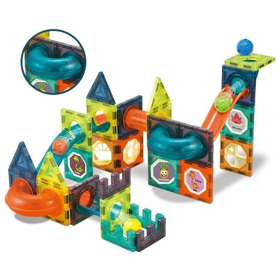 Magnetická svítící stavebnice se skluzavkou Light Magnetic 75 dílů