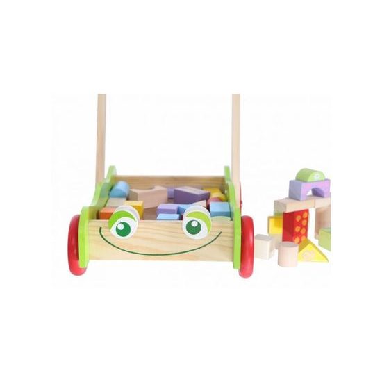 Ecotoys dětské dřevěné chodítko se 40 kostkami zelené