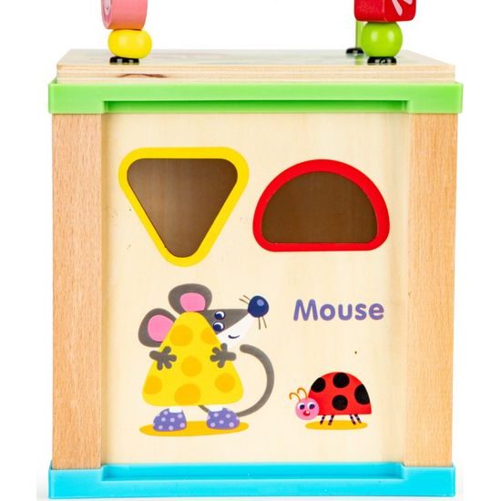 Ecotoys dřevěná edukační kostka s labyrintem Mouse Cube 5v1