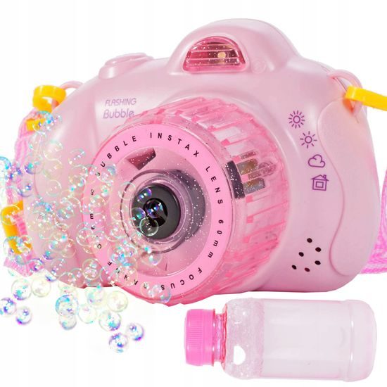 Bublifuk na baterie fotoaparát Flashing Bubble růžový