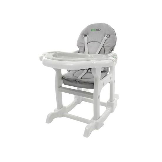 Ecotoys jídelní židlička s houpačkou 3v1 šedá