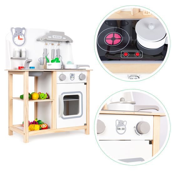 Ecotoys dětská dřevěná kuchyňka s LED efekty