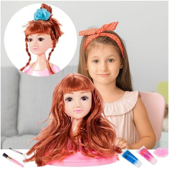 Česací hlava pro holčičky s příslušenstvím MakeUp Stylist