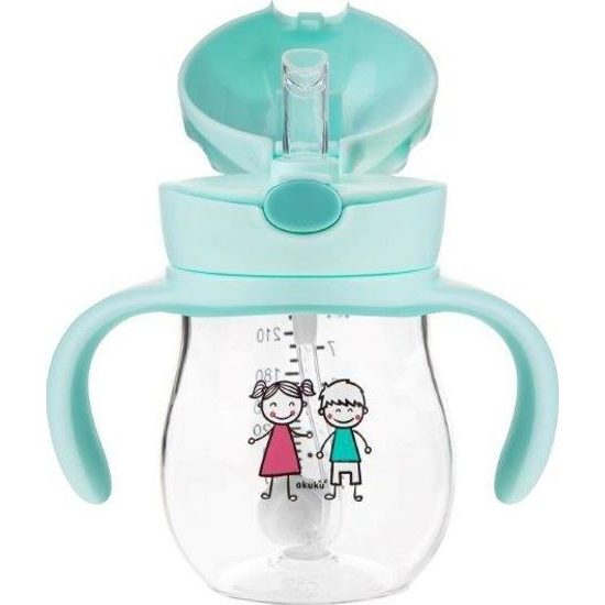 Kouzelná láhev s brčkem a závažím 250 ml mint