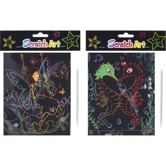 Škrabací obrázek duhový 4 listy - mix 4 druhy