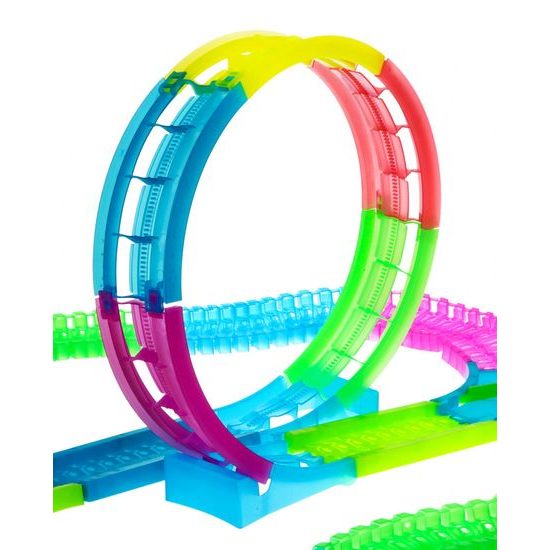 Svítící autodráha s autíčkem na baterie 132 dílků Twister Tracks