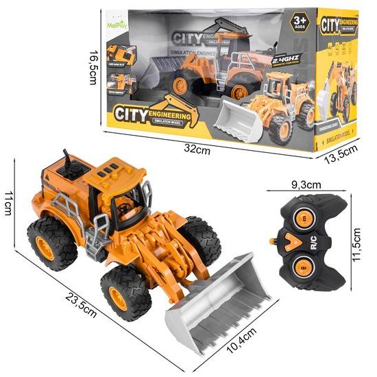 Bagr na dálkové ovládání City Engineering s pohyblivou lžící a kouřovým efektem