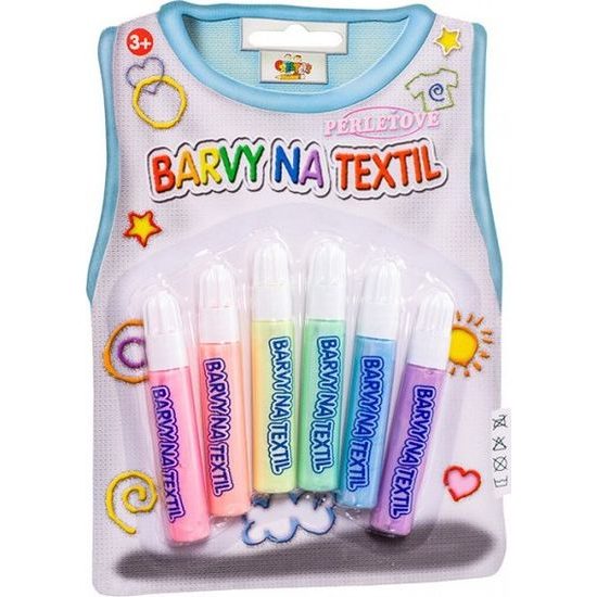 Barvy na textil perleťové 6ks