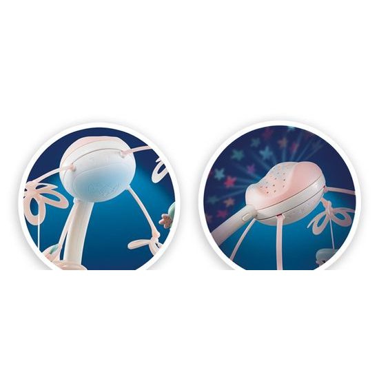 Doris kolotoč nad postýlku s projektorem a dálkovým ovládáním Bed Bell růžový