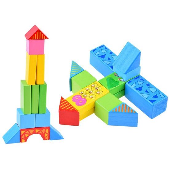 Sada dřevěných kostek se zvířátky 100 ks v kyblíku Farm Animal