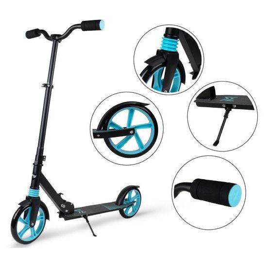 Dětská skládací koloběžka Black Scooter s modrými koly