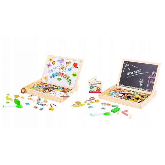 Ecotoys dřevěná magnetická tabulka Puzzle