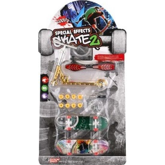 Sada skateboard šroubovací, koloběžka prstová, waveboard s doplňky - mix druhů