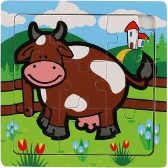 Dřevěné Mini puzzle 9 dílků - Moje první zvířátka pro nejmenší - mix 6 druhů